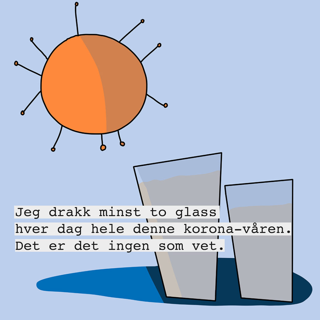 Illustrasjon fra Norske Hemmeligheter som viser to glass ved siden av hverandre og en sol som skinner